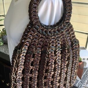 Vintage 1970s Genuine Leather Chain Link Bag